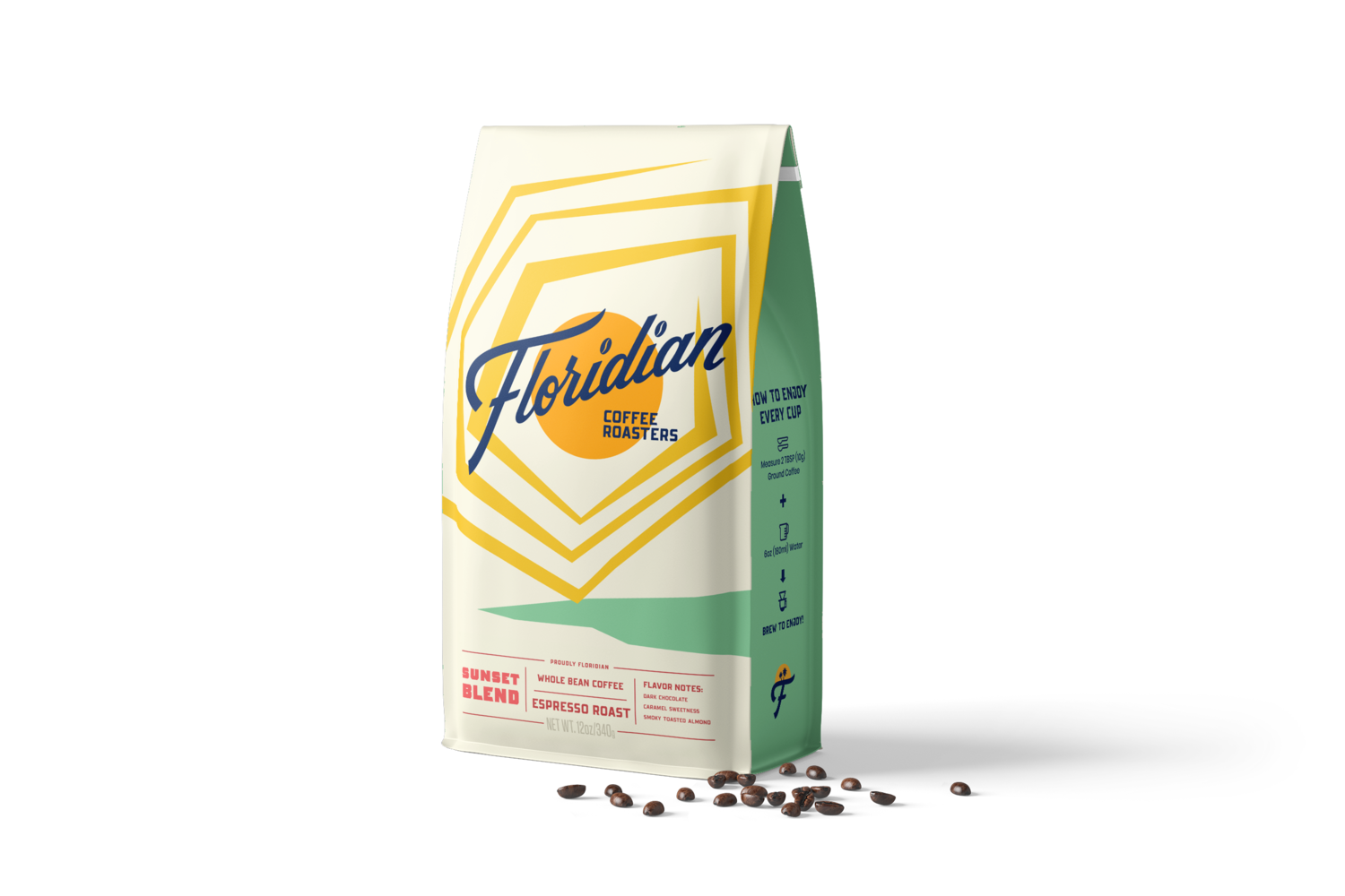 Bag of Sunset Blend whole beand coffee sold in our online store